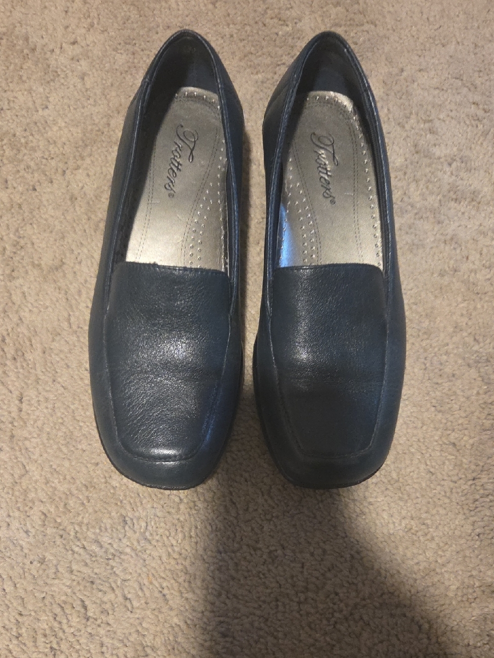 Trotters Navy Leather Slip-On Loafers